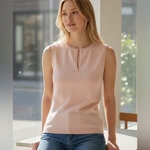 $1,905 Jil Sander 100% cashmere split crew neck sleeveless knitted top, M